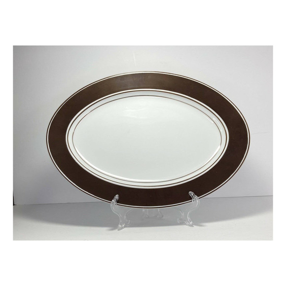 Fitz & Floyd RONDELET DARK BROWN, 14” Oval Serving Platter, Porcelain MCMLXXV - Picture 1 of 5